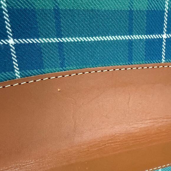 Vintage Laura Ashley Planner Plaid Fabric Leather Binding Zip Padfolio 13 x 10 - Picture 7 of 16